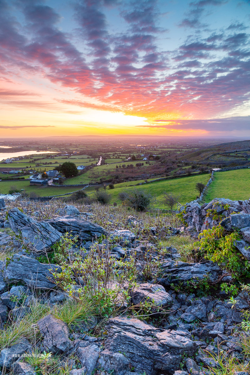 Abbey Hill Burren Clare Ireland - abbey hill,autumn,ivy,long exposure,november,twilight,wall,hills,golden