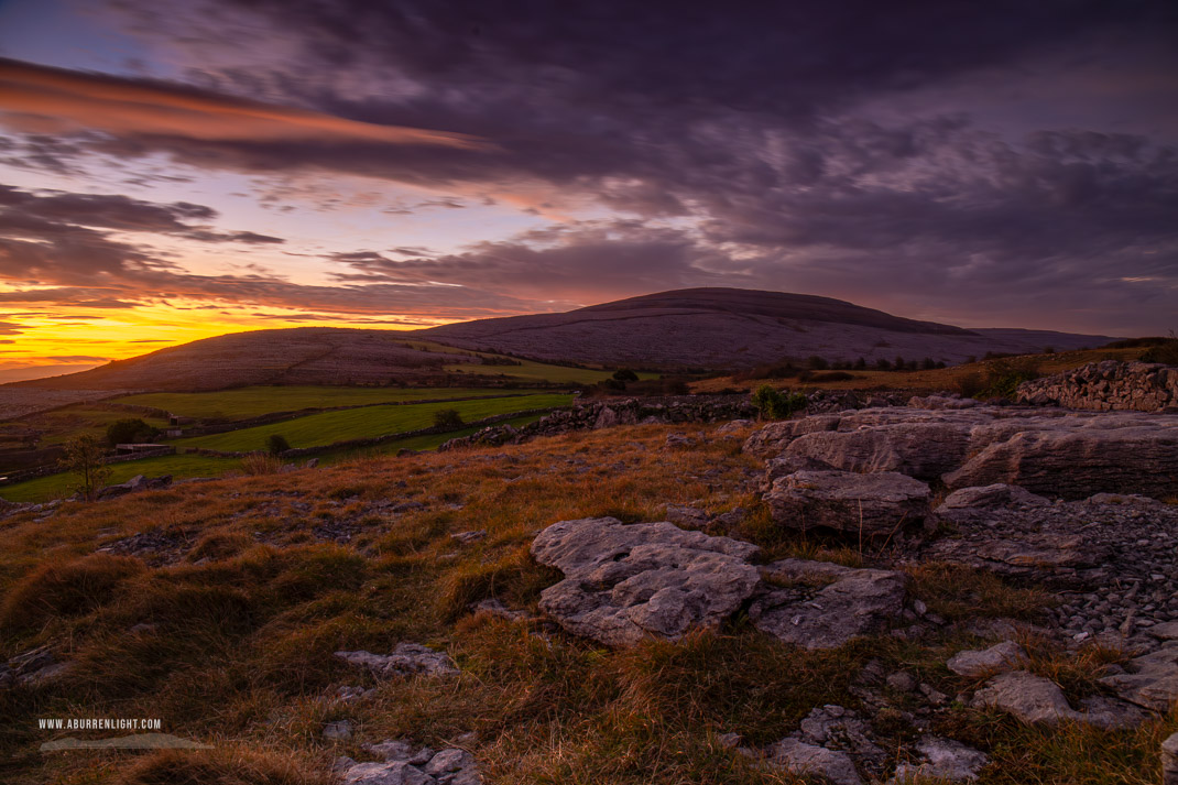 Abbey Hill Burren Clare Ireland - abbey hill,hills,january,twilight,winter