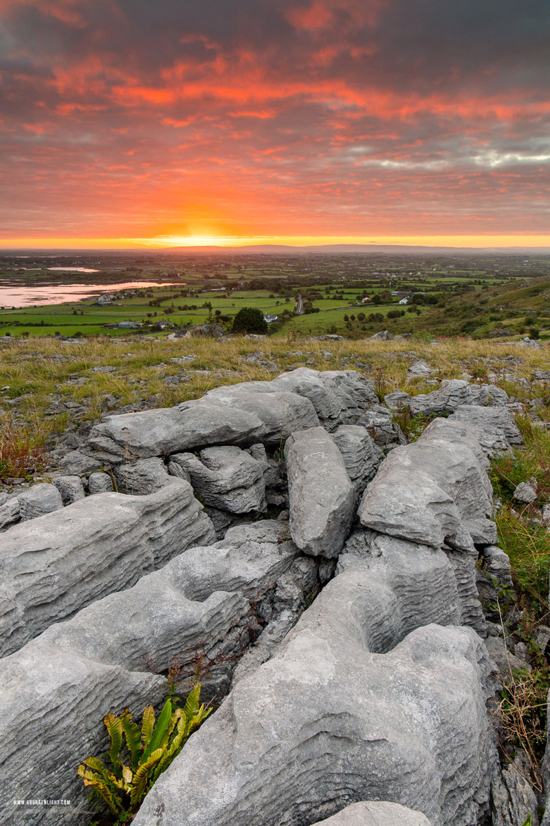 Abbey Hill Burren Clare Ireland - abbey hill,red,september,summer,sunrise,hills