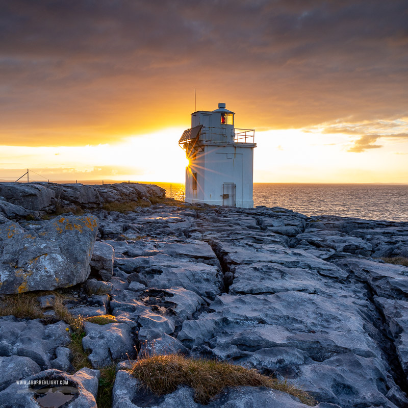 Black Head Fanore Wild Atlantic Way Clare Ireland - april,black head,coast,fanore,lighthouse,spring,square,sunset,sunstar