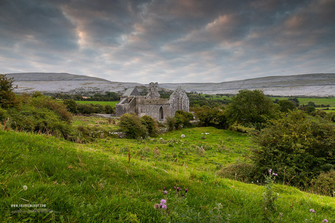 Corcomroe Abbey Glennamannagh valley Clare Ireland - church,corcomroe,landmark,september,summer,hills,abbey