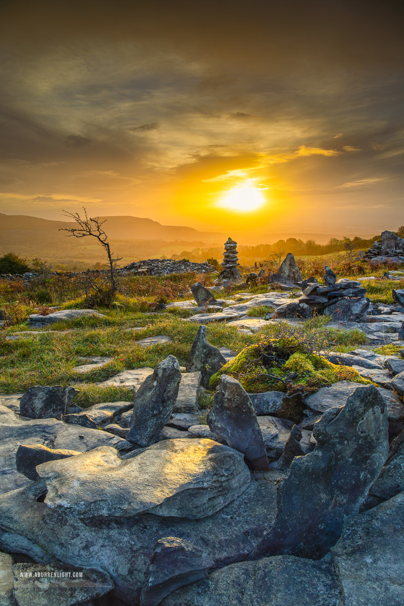 Fahee North Carron Burren East Clare Ireland - autumn,fahee,golden,hills,limited,lone tree,mist,october,portfolio,prayer,stone,sunrise,portfolio,pick-hills,limited,drama