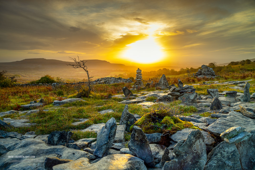 Fahee North Carron Burren East Clare Ireland - autumn,fahee,golden,hills,lone tree,mist,october,portfolio,prayer,stone,sunrise,portfolio,pick-hills