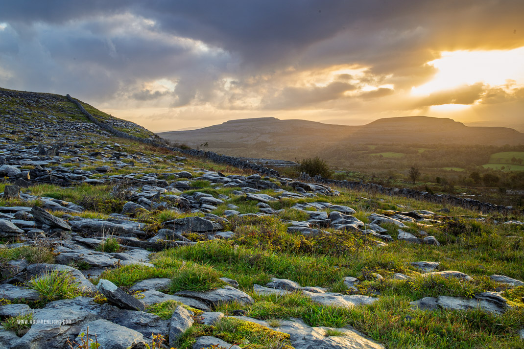 Fahee North Carron Burren East Clare Ireland - fahee,golden,hills,pick-hills,september,summer,sunrise,wall