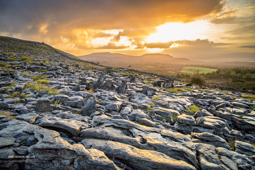 Fahee North Carron Burren East Clare Ireland - fahee,golden,hills,pick-hills,september,summer,sunrise,wall