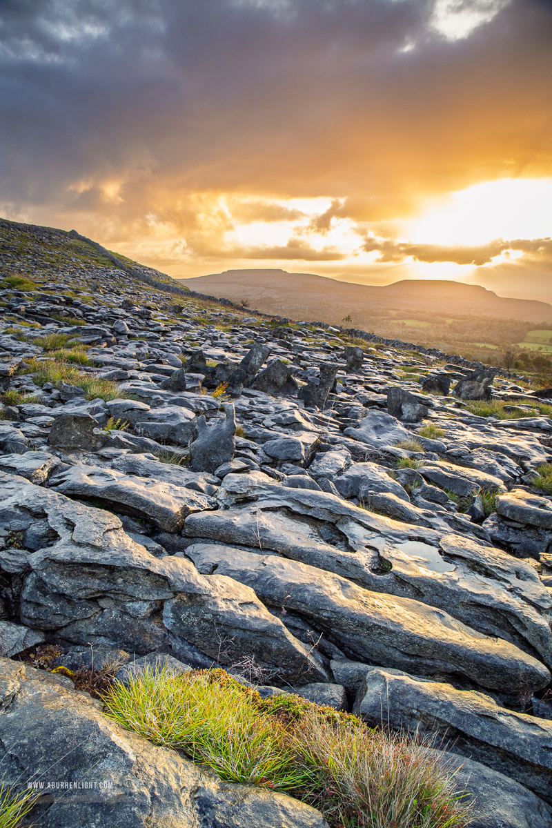 Fahee North Carron Burren East Clare Ireland - fahee,golden,hills,september,summer,sunrise,wall