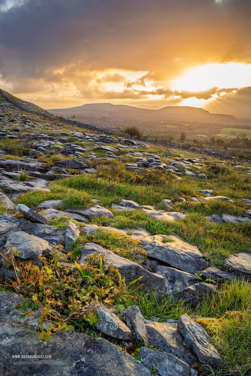 Expansive Burren panorama beneath dramatic cloud formations