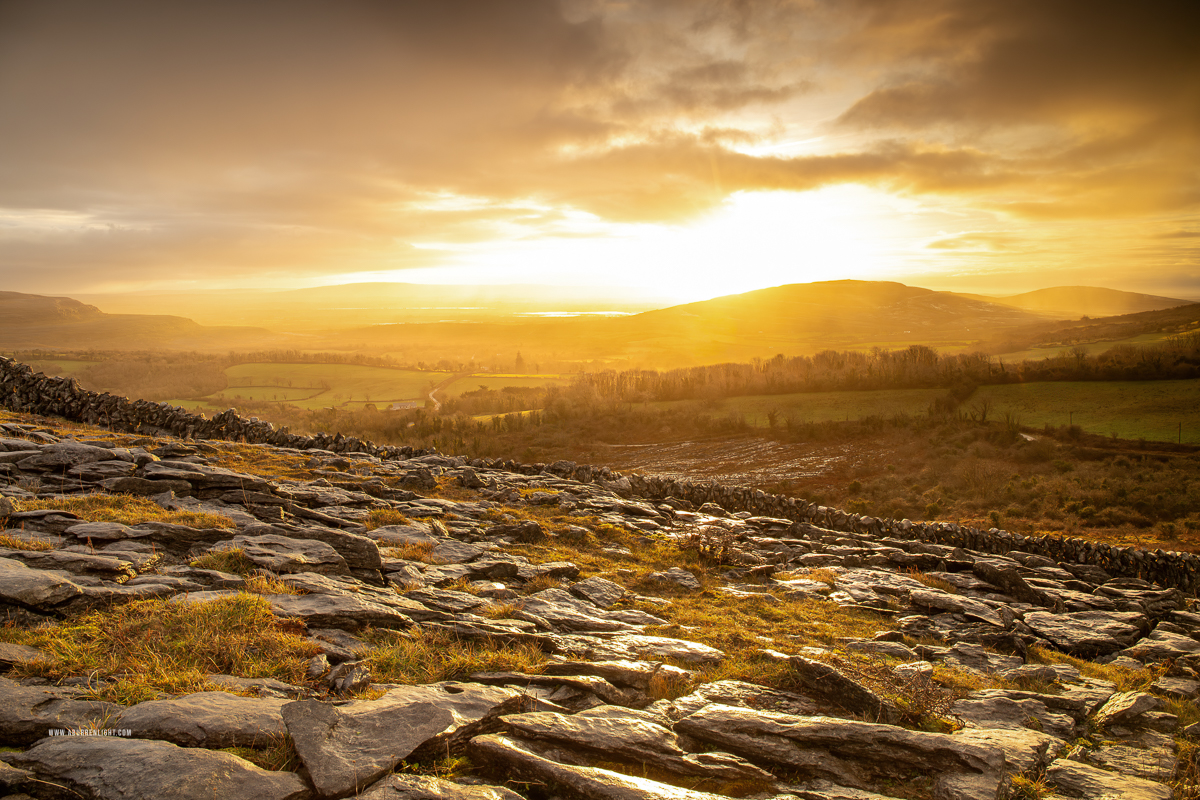 Fahee North Carron Burren East Clare Ireland - fahee,golden,hills,january,mist,pick-hills,wall,winter