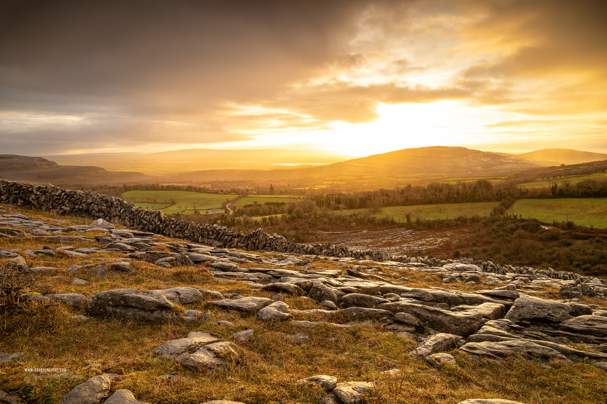 Fahee North Carron Burren East Clare Ireland - fahee,golden,hills,january,mist,portfolio,wall,winter