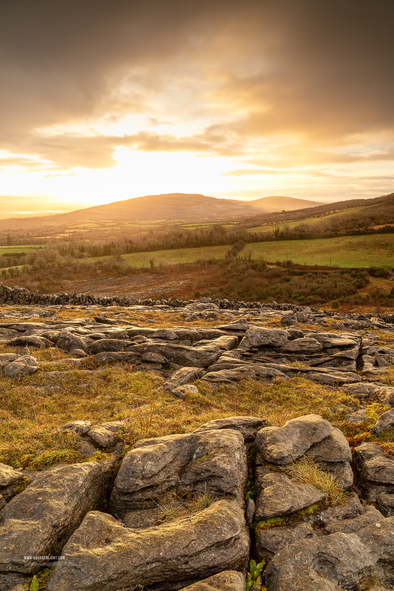 Fahee North Carron Burren East Clare Ireland - fahee,golden,hills,january,mist,pick-hills,wall,winter