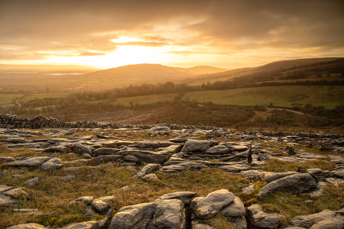 Fahee North Carron Burren East Clare Ireland - fahee,golden,hills,january,mist,wall,winter,drama