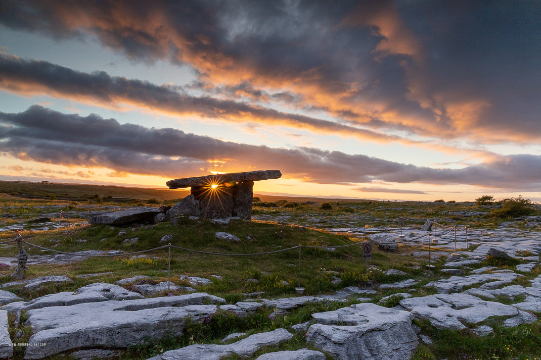 Poulnabrone Dolmen Roughan Hill Burren Clare Ireland - golden,july,landmark,poulnabrone,summer,sunset,sunstar,tomb,hills,portfolio