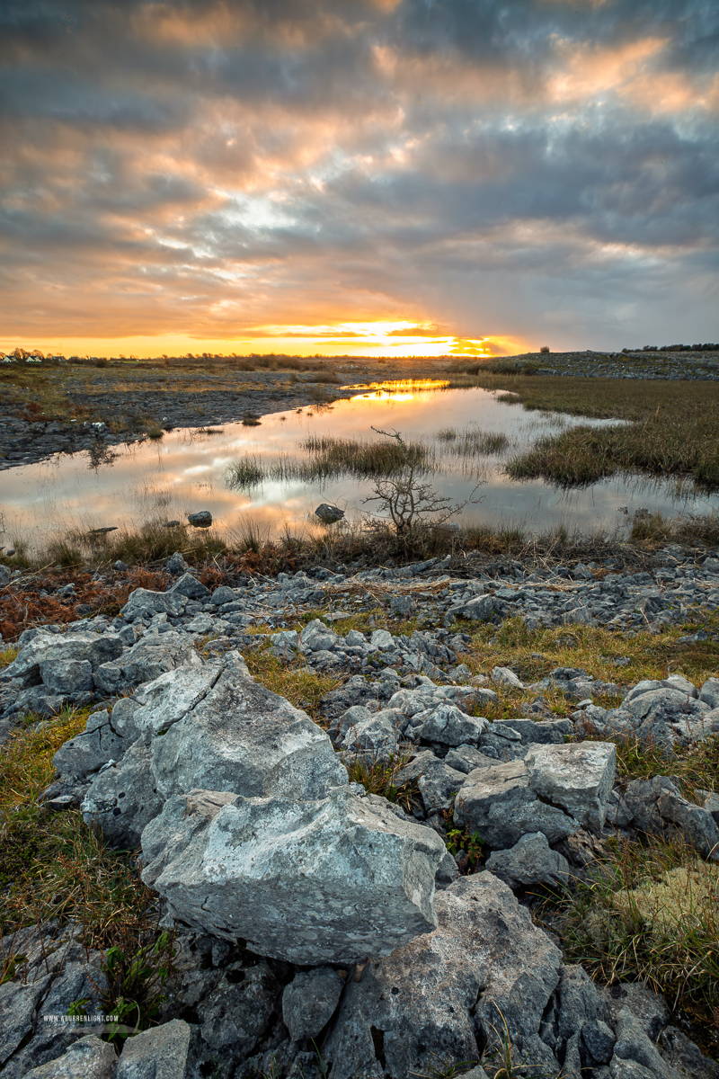 The Burren Clare Ireland - golden,january,lowland,reeds,reflections,sunset,winter