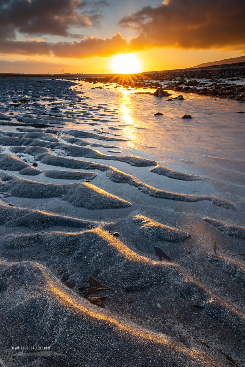 The Aughinish peninsula Wild Atlantic Way Kinvara Clare Ireland - aughinish,december,golden,sand ripples,sunrise,sunstar,winter,coast