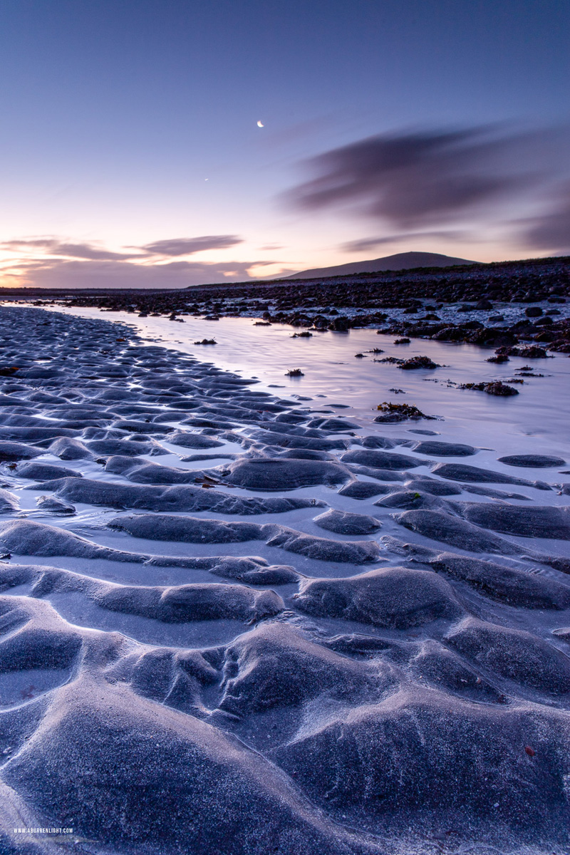 The Aughinish peninsula Wild Atlantic Way Kinvara Clare Ireland - aughinish,blue,december,long exposure,moon,sand ripples,twilight,winter,coast,beach,dreamy
