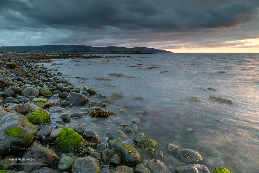 The Flaggy Shore Kinvara Wild Atlantic Way Clare Ireland - flaggy shore,green algae,july,long exposure,summer,sunset,coast,blue,drama