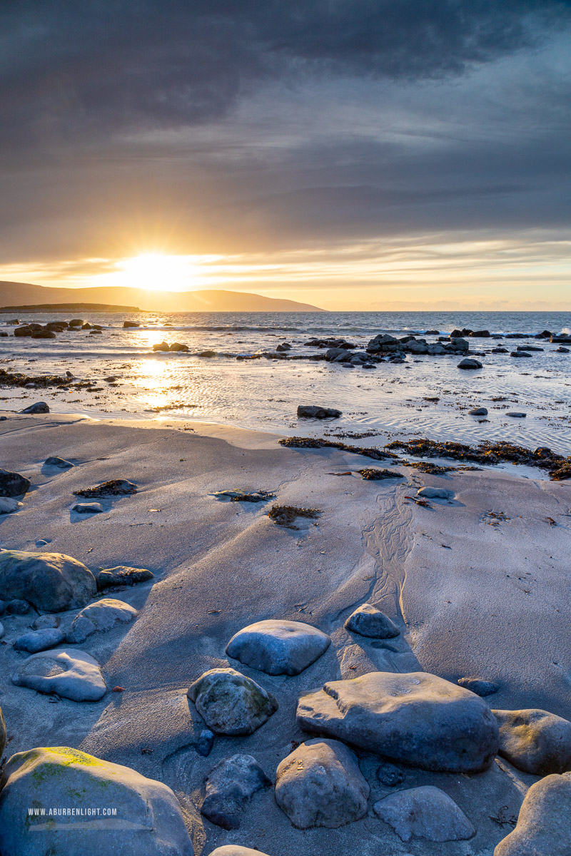 The Flaggy Shore Kinvara Wild Atlantic Way Clare Ireland - boulder,flaggy shore,golden,march,sunset,winter,coast