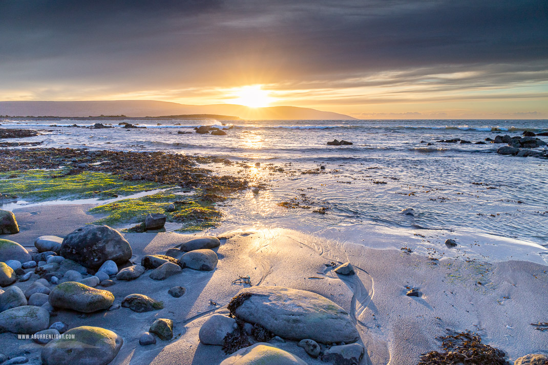 The Flaggy Shore Kinvara Wild Atlantic Way Clare Ireland - boulder,flaggy shore,golden,march,sunset,winter,coast