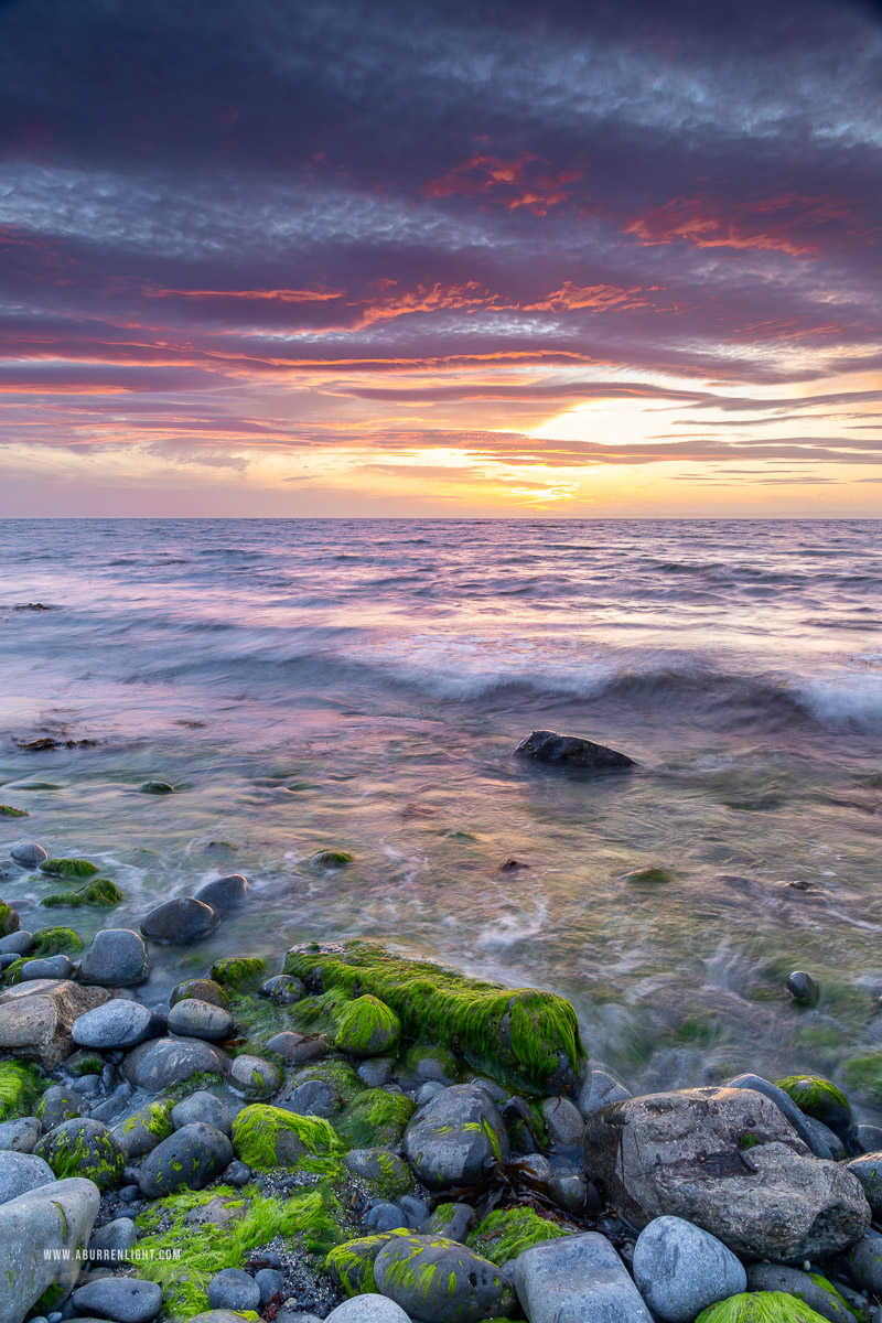 The Flaggy Shore Kinvara Wild Atlantic Way Clare Ireland - afterburn,boulders,coast,dusk,flaggy shore,july,pebbles,summer,sunset