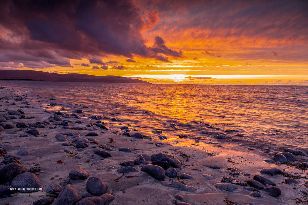 The Flaggy Shore Kinvara Wild Atlantic Way Clare Ireland - boulders,flaggy shore,golden,orange,september,summer,sunset,coast
