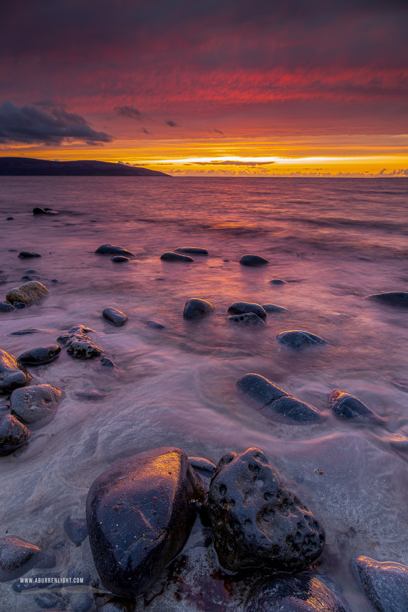 The Flaggy Shore Kinvara Wild Atlantic Way Clare Ireland - afterburn,boulder,dusk,flaggy shore,long exposure,red,september,summer,sunset,coast