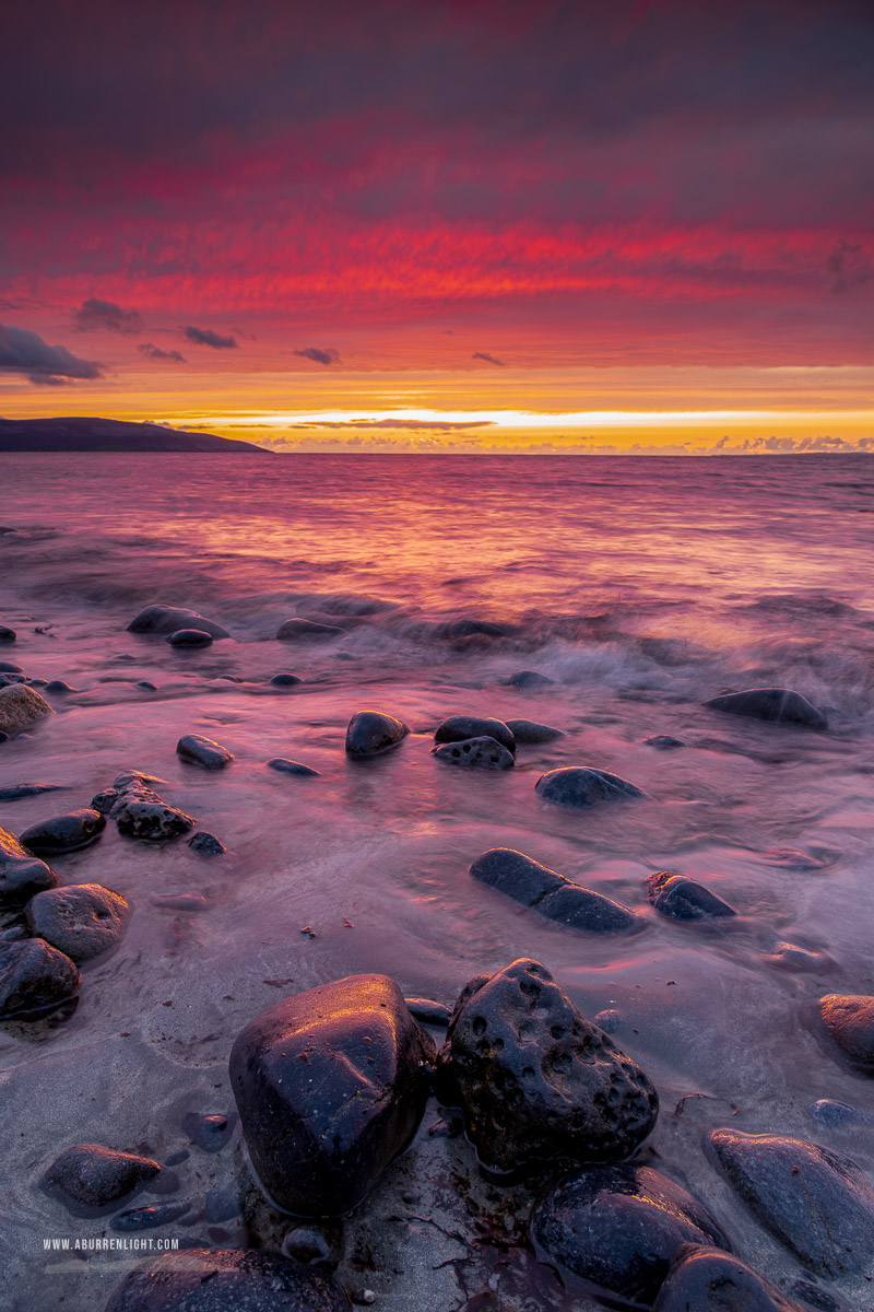The Flaggy Shore Kinvara Wild Atlantic Way Clare Ireland - afterburn,boulder,dusk,flaggy shore,long exposure,red,september,summer,sunset,coast