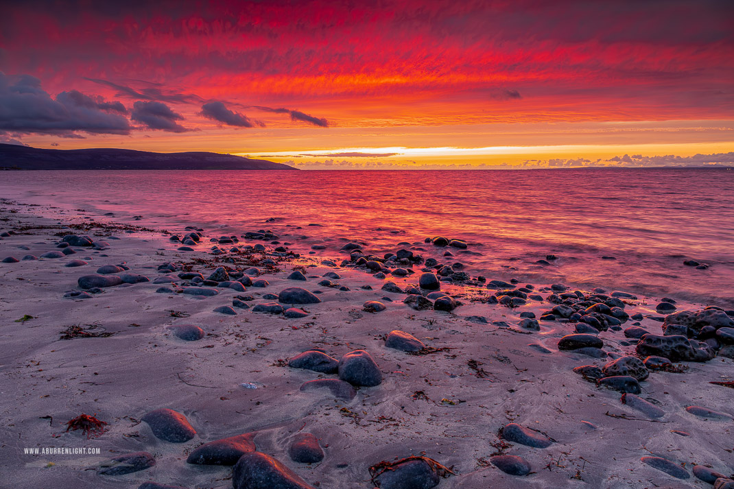 The Flaggy Shore Kinvara Wild Atlantic Way Clare Ireland - afterburn,boulder,dusk,flaggy shore,red,september,summer,sunset,coast