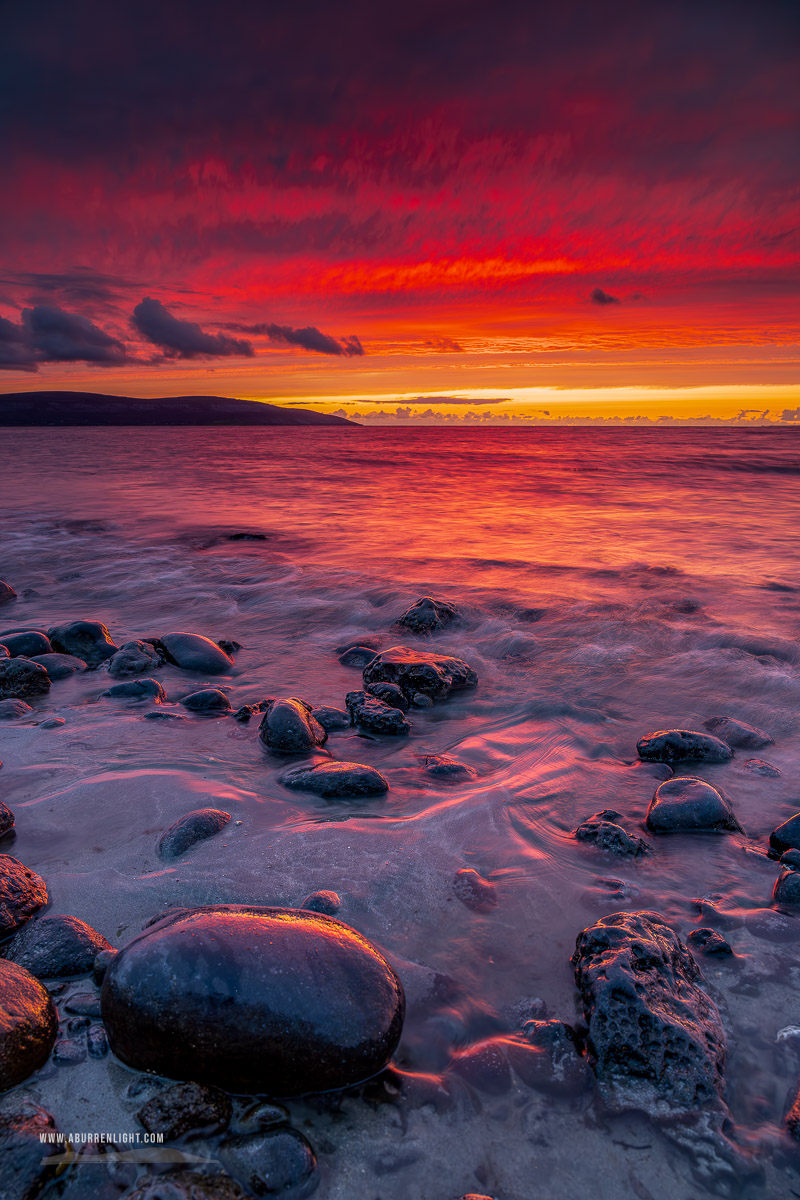 The Flaggy Shore Kinvara Wild Atlantic Way Clare Ireland - afterburn,boulder,dusk,flaggy shore,red,september,summer,sunset,coast