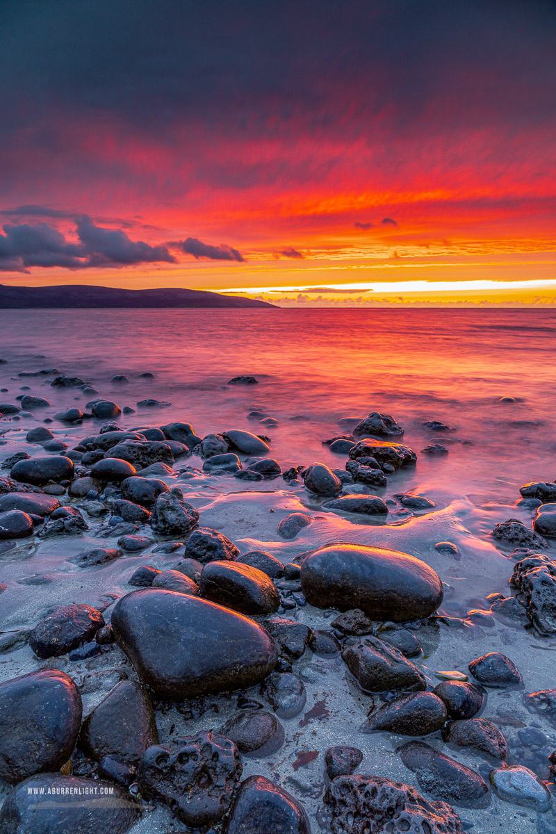 The Flaggy Shore Kinvara Wild Atlantic Way Clare Ireland - afterburn,boulder,dusk,flaggy shore,long exposure,red,september,summer,sunset,coast