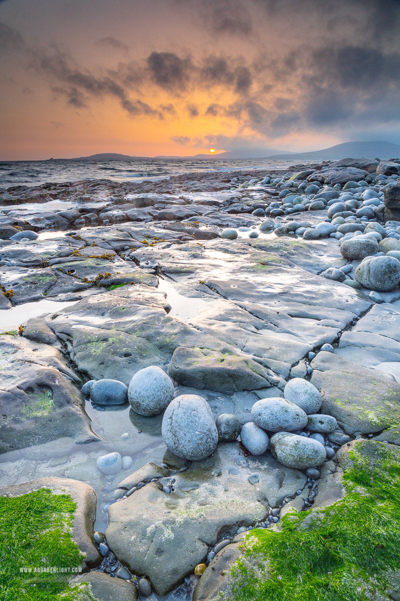 The Rine Peninsula Ballyvaughan Wild Atlantic Way Clare Ireland - april,ballyvaughan,green algae,long exposure,rine,spring,sunrise,orange,haze,green,coast