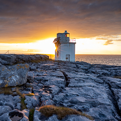 april,black head,coast,fanore,lighthouse,spring,square,sunset,sunstar