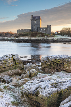dunguaire,frost,january,kinvara,landmark,sunrise,winter,coast,castle,building