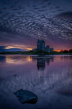 castle,dunguaire,july,kinvara,landmark,long exposure,purple,reflections,summer,twilight,coast