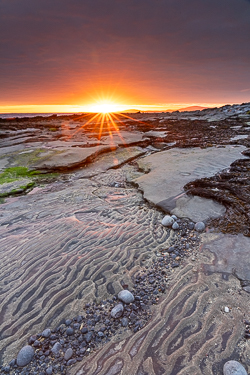 april,gleninagh,green algae,orange,sand ripples,spring,sunrise,sunstar,portfolio,coast