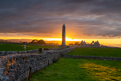 church,july,kilmacduagh,lowlands,summer,sunset,tower,walls
