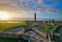 cemetary,church,drone,february,golden,kilmacduagh,landmark,sunset,tower,winter,lowlands