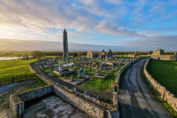 cemetary,church,drone,february,golden,kilmacduagh,landmark,sunset,tower,winter,lowlands