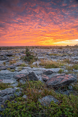 Fiery Sunrise over Weathered Burren Limestone