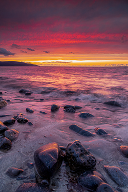 afterburn,boulder,dusk,flaggy shore,long exposure,red,september,summer,sunset,coast