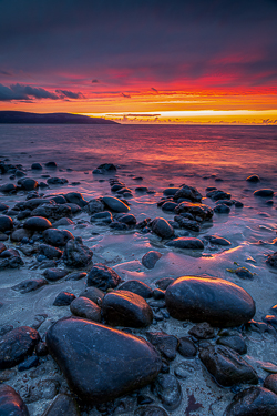 afterburn,boulder,dusk,flaggy shore,red,september,summer,sunset,coast,portfolio