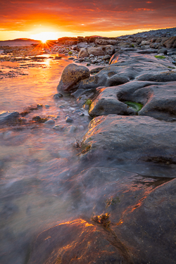 august,ballyvaughan,long exposure,red,rine,summer,sunrise,sunstar,orange,coast